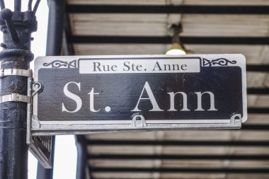 Street sign of St Ann Street at French Quarter clipart