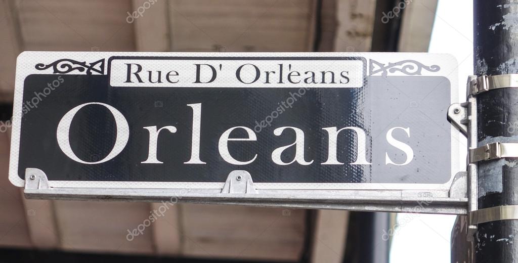 Panneau de rue de la rue Orléans au Quartier Français image libre de