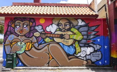 Küçük Havana Miami - duvardaki harika Resim Sergisi - Miami. Florida - 10 Nisan 2016