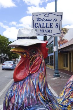 Calle 8 Miami Florida - Miami küçük Havana hoş geldiniz işareti. Florida - 10 Nisan 2016