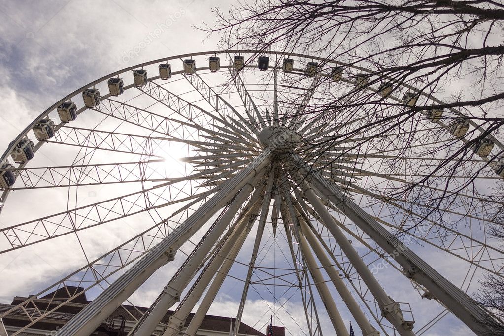 Skyview Atlanta big Ferris Wheel Atlanta Downtown Stock Photo by