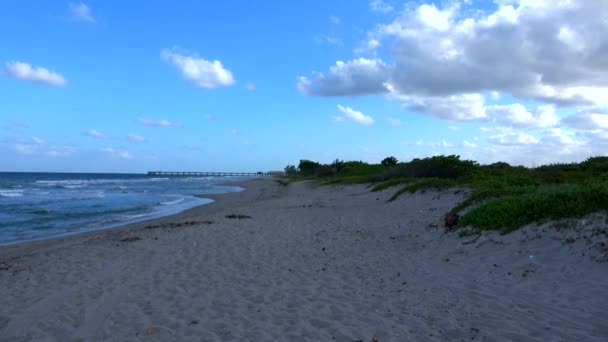 Пустой пляж в карете - вечерний снимок — стоковое видео