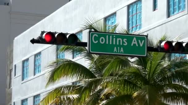 Célèbre avenue Collins dans le quartier Art déco de Miami Beach — Video