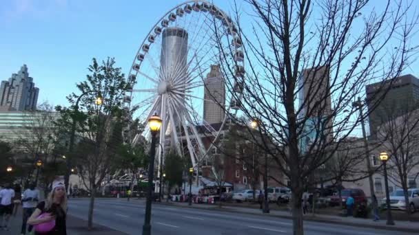 Atlanta Skyview Ferris Wheel Downtown Atlanta Georgia Aprile 2016 — Video Stock