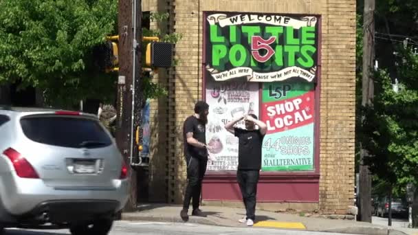 Little Points Street Corner Atlanta Atlanta Georgia Kwiecień 2016 — Wideo stockowe