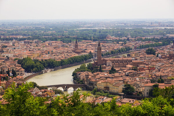Amazing aerial view over the city of Verona