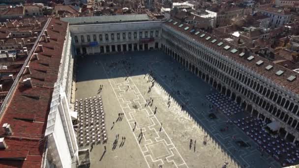 Aerial view over St. Marks Square in Venice Italy - Piazza San Marco — Stock Video