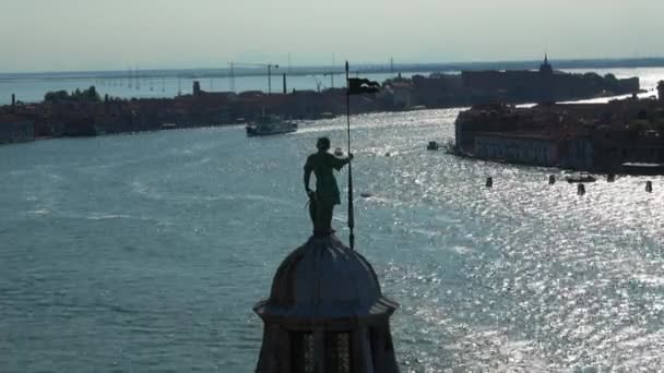 Venedik St Giorgio kuleden üzerinden panoramik havadan görünümü — Stok video