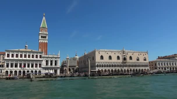 Campanile Tower and Doges Palace at St. Marks Square in Venice Italy — Stock Video