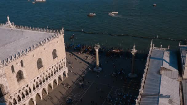 Campanile Tower and Doges Palace at St. Marks Square in Venice Italy — Stock Video