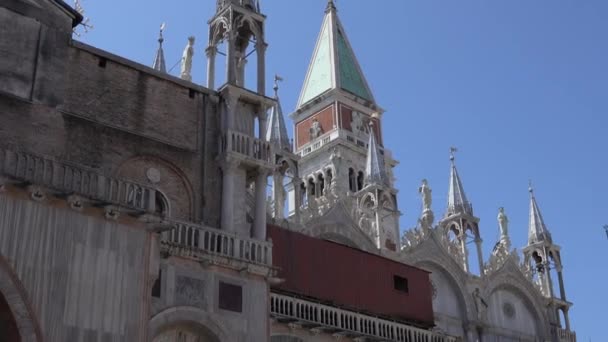 Campanile Tower and Doges Palace at St. Marks Square in Venice Italy — Stock Video