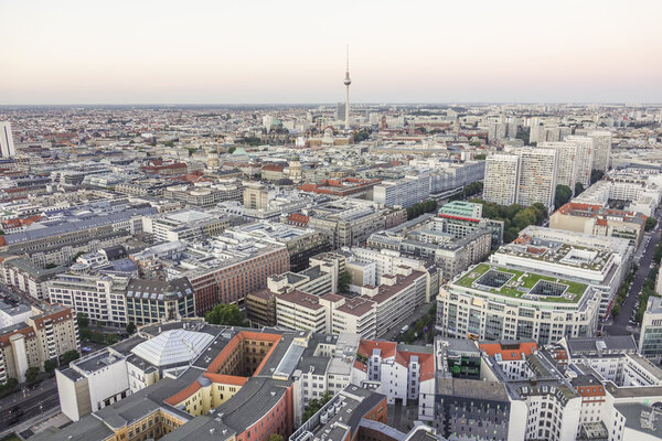 The City of Berlin Germany in the evening - aerial view