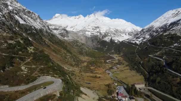 The beautiful Grimselpass in the Swiss Alps - Switzerland from above — Stock Video