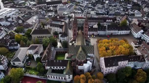 Bazel - de beroemde Zwitserse stad van bovenaf — Stockvideo