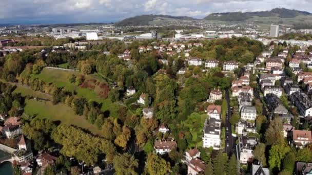 Widok z lotu ptaka na miasto Berno - stolica Szwajcarii — Wideo stockowe