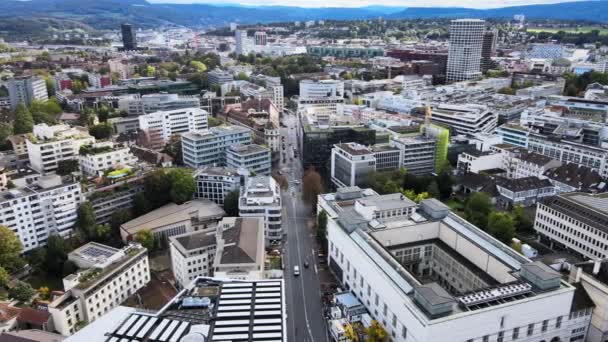 Vue aérienne sur la ville de Bâle Suisse — Video