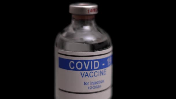 Corona Vaccine Covid Geïsoleerde Fles Met Vaccin — Stockvideo