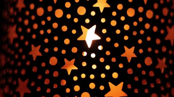 Крісмас світло зі свічкою і зірками — стокове відео