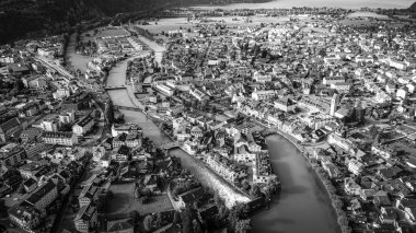 İsviçre 'deki Interlaken şehrinin hava manzarası