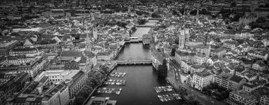 İsviçre 'deki Zürih şehrinin muhteşem hava manzarası.