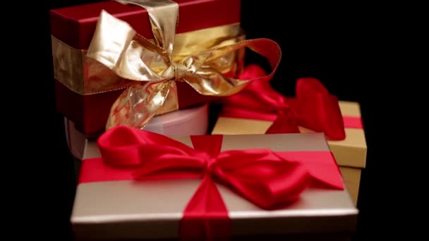 Schöne Geschenkboxen - Nahaufnahme — Stockvideo