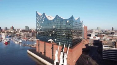 Limandaki ünlü Hamburg Konser Salonu Elbphilharmonie HAMBURG, GERMANY 25 ARALIK 2020