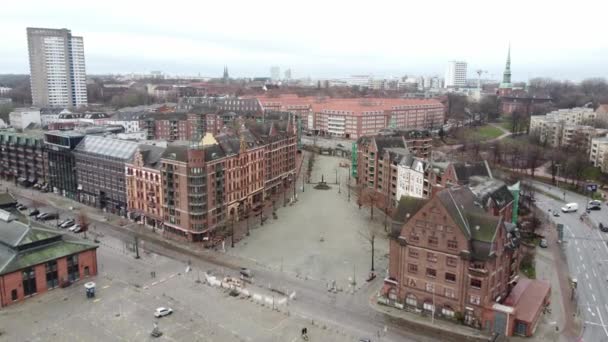 St Pauli Vismarkt in Hamburg van bovenaf — Stockvideo