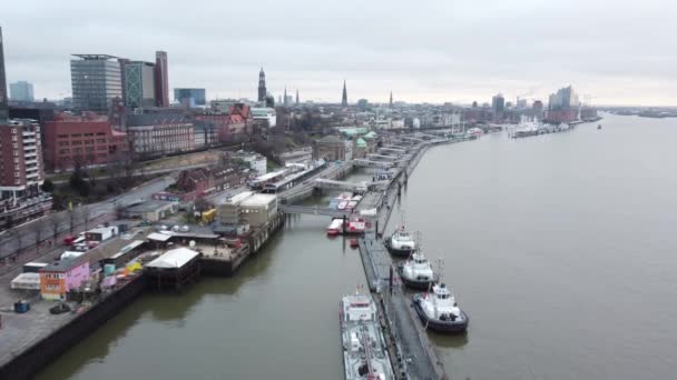 Haven van Hamburg Duitsland van bovenaf — Stockvideo