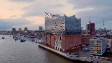 The Modern Concert Hall Elbphilharmonie in the evening - HAMBURG, GERMANY - 24 Aralık 2020