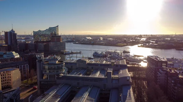 Porto di Amburgo Germania dall'alto — Foto Stock