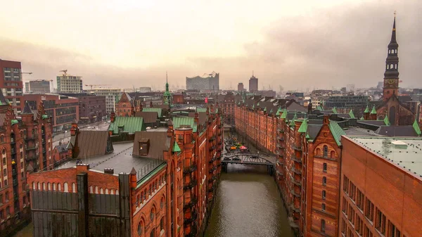 Famoso distrito de almacenes en Hamburgo Alemania llamado Speicherstadt — Foto de Stock