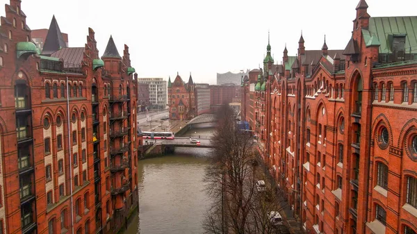 Famoso distrito de almacenes en Hamburgo Alemania llamado Speicherstadt — Foto de Stock