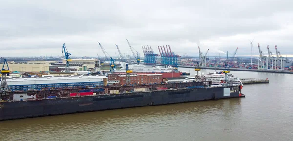 Hamnen Hamburg Tyskland Från Ovan Fotografi — Stockfoto