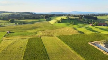 Alman Alpleri 'ndeki Bavyera Allgau' nun güzel kırsal arazisi üzerinde uçmak