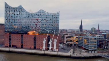 The Modern Concert Hall Elbphilharmonie in the evening - HAMBURG, GERMANY - 24 Aralık 2020