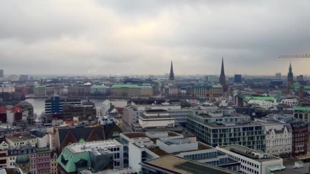 Vista amazónica de la ciudad de Hamburgo Alemania — Vídeo de stock