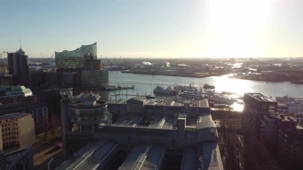 Hamnstadsdelen Hafencity i Hamburg — Stockvideo