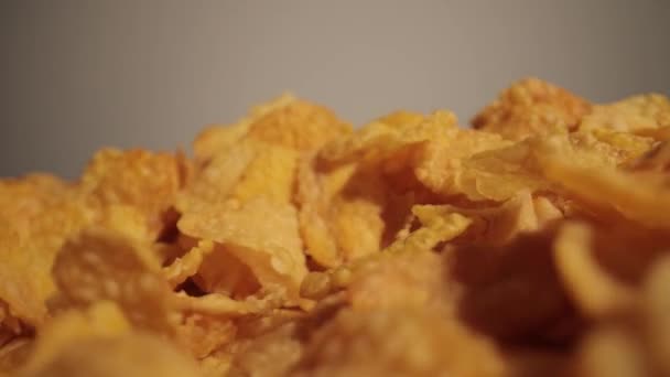 Flocos de milho - tiro macro detalhado — Vídeo de Stock