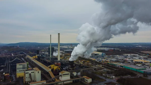 Exhaust gases and air pollution from an industrial plant