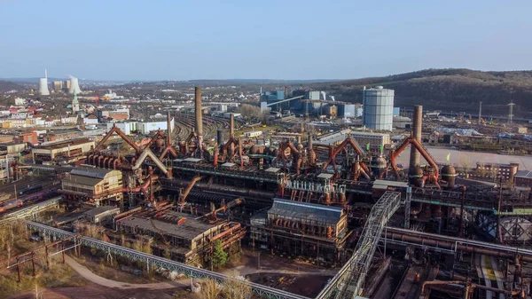 Flight over an old factory site in Germany - World Heritage Site — Stock Photo, Image