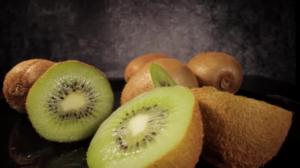 Fresh kiwi in close-up - very healthy fruits — Stock Video