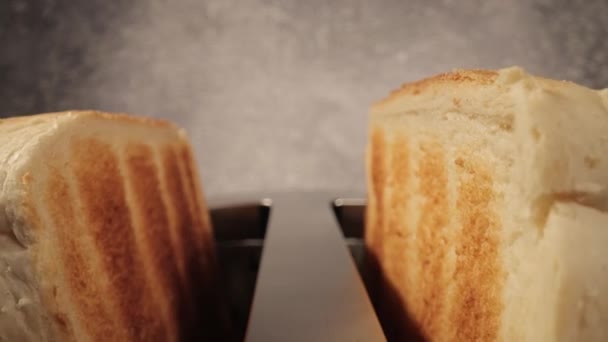 Salti di pane tostato da un tostapane - primo piano — Video Stock