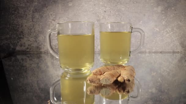 Ginger Tea on a table in close-up view — Stock Video