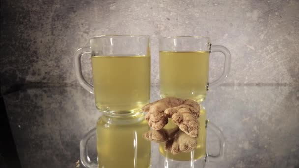 Ginger Tea on a table in close-up view — Stock Video