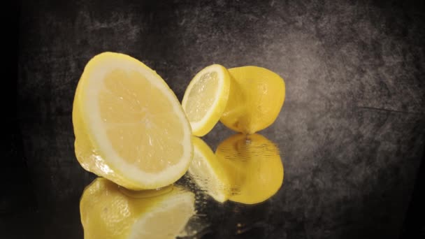 Sliced Lemons in close-up view — Stock Video