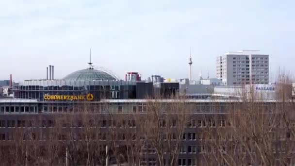 Commerzbank building in Berlin - aerial view - CITY OF BERLIN, GERMANY - MARCH 10, 2021 — Stock Video