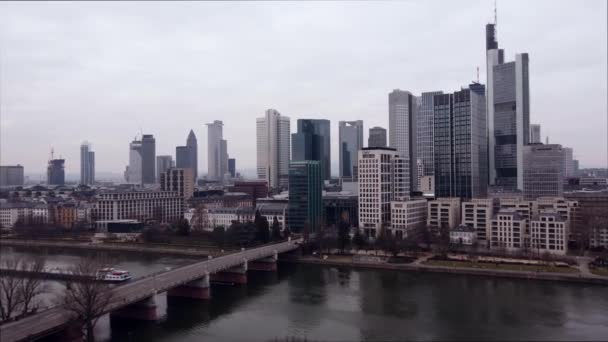 The Skyscrapers of Frankfurt Germany - financial district - CITY OF FRANKFURT, GERMANY - MARCH 10, 2021 — Stock Video