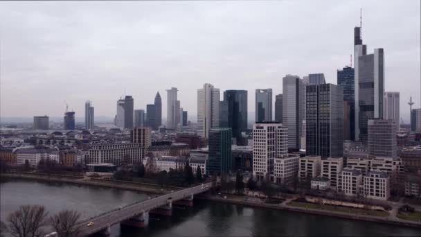 The Skyscrapers of Frankfurt Germany - financial district — Stock Video