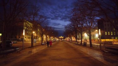 Berlin 'deki ünlü cadde - Brandenburg Kapılı Unter den Linden - BERLIN Şehri - 11 Mart 2021