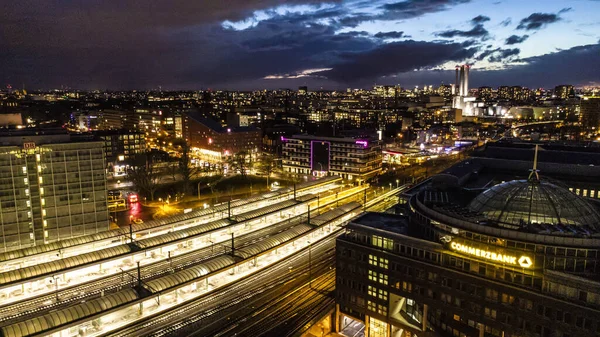 Berlin East railway station at night — Stock Photo, Image